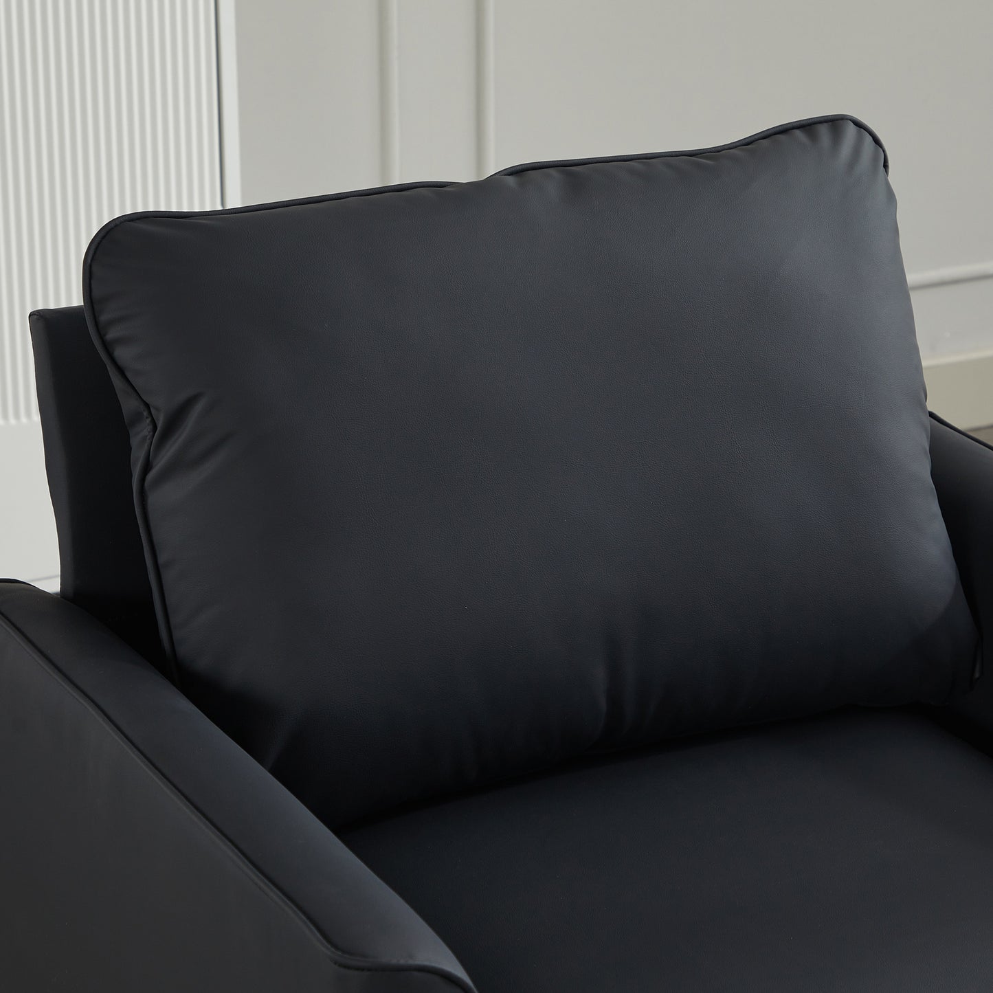 Black Leather Sofa Chair - Comfortable 2 Seat Accent