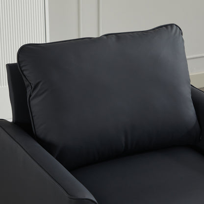 Black Leather Sofa Chair - Comfortable 2 Seat Accent