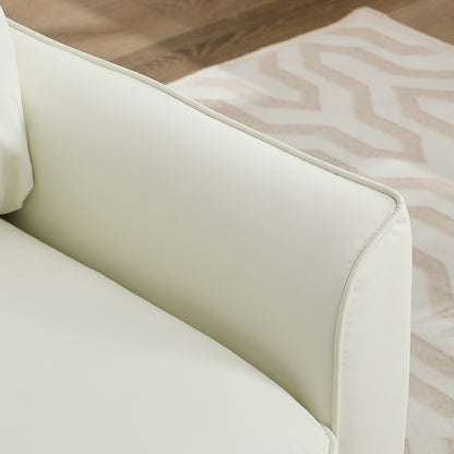 Cream White Leather 2 Seat Sofa Chair
