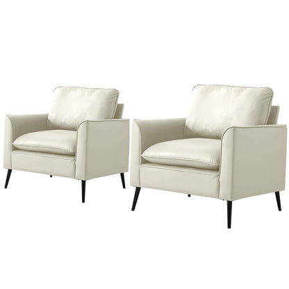 Cream White Leather 2 Seat Sofa Chair