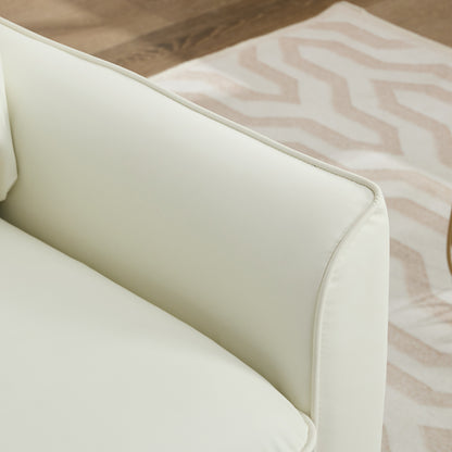 Cream White Leather 2 Seat Sofa Chair