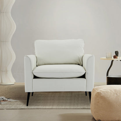 Cream White Leather 2 Seat Sofa Chair