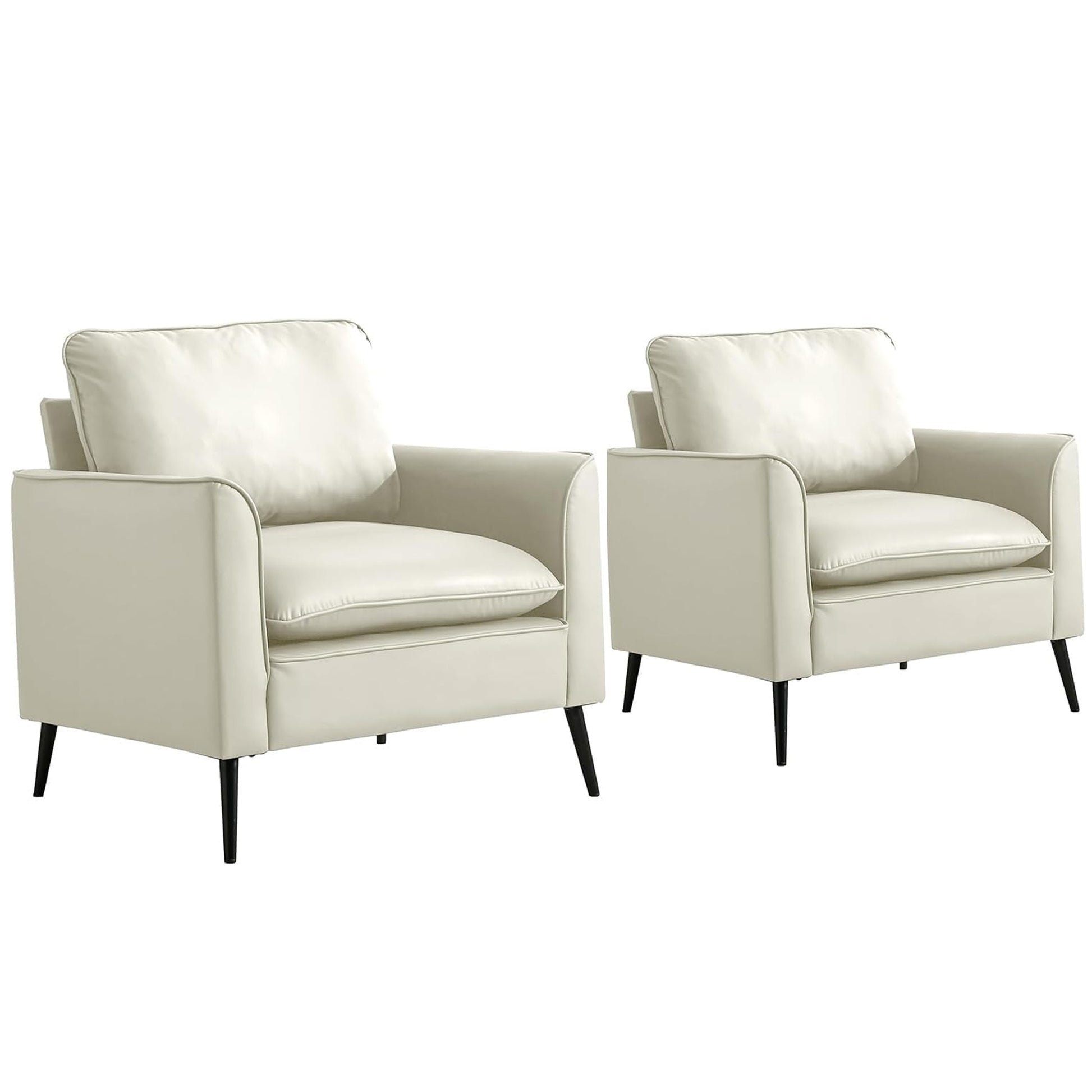 TS Cat paw leather upholstered sofa 2PC Cream White,Nordic retro light luxury living room balcony bedroom single casual sofa chair