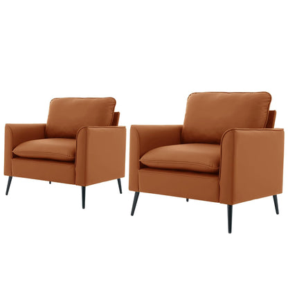 Brown Leather 2 Seat Sofa Chair - Bedroom or Living Room