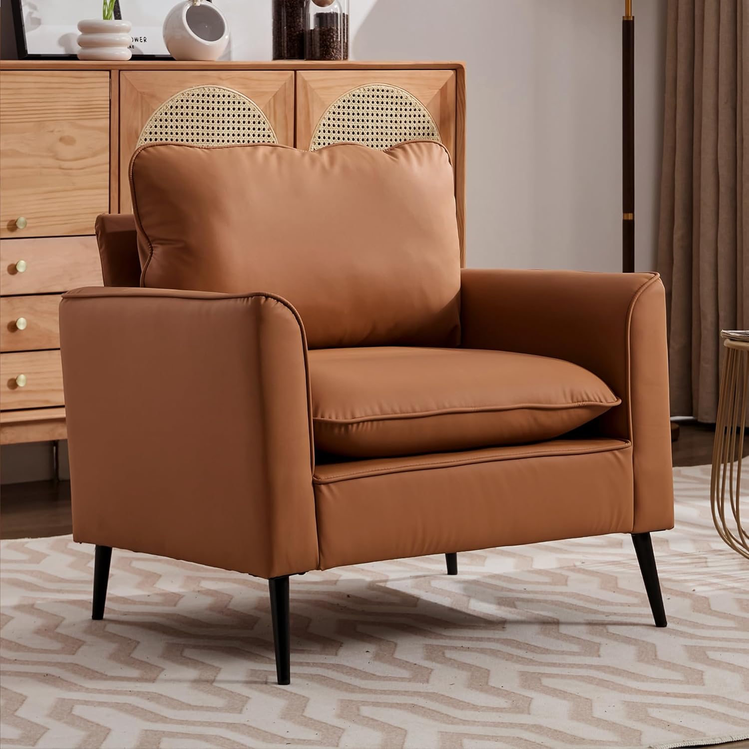 Brown Leather 2 Seat Sofa Chair - Bedroom or Living Room
