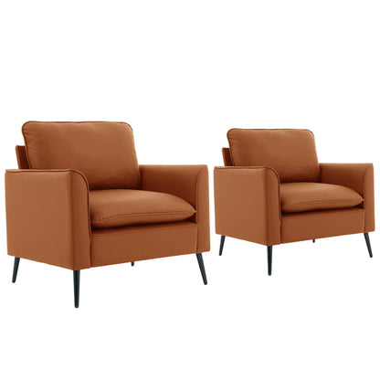 TS Cat paw leather upholstered sofa 2PC,Nordic retro light luxury living room balcony bedroom single casual sofa chair