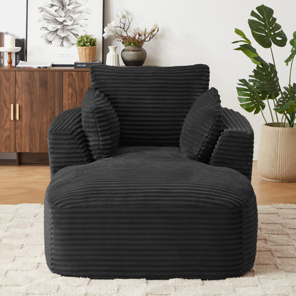 Oversized Corduroy Chaise Lounge Chair Indoor, Corduroy Upholstered Modern Sofa Couch,No Assembly Required,Comfy Sleeper Sofa for Living Room/Dorm/Apartment