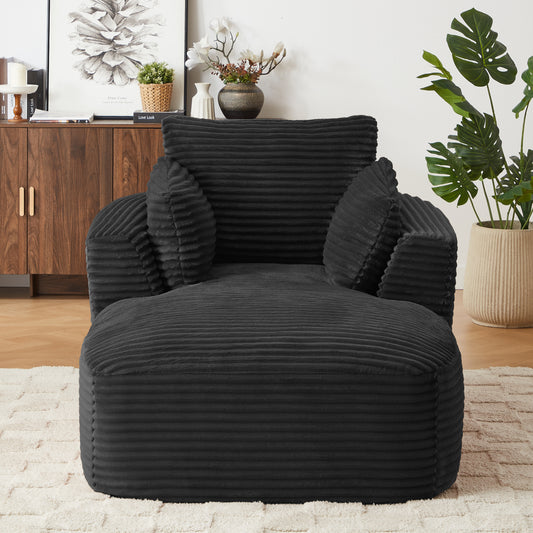 Oversized Corduroy Chaise Lounge Chair Indoor, Corduroy Upholstered Modern Sofa Couch,No Assembly Required,Comfy Sleeper Sofa for Living Room/Dorm/Apartment