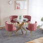 1+4,5pieces dining set, Table metal leg Mid-century Dining Table for 4-6 people With Glass Table Top, Pedestal Dining Table, End Table Leisure Coffee Table