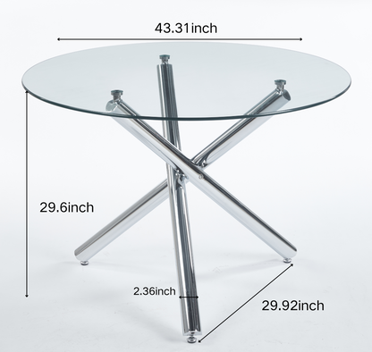 Black and Silver Glass Dining Table Set - 4-6 People