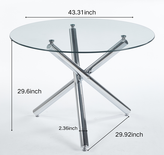 Black and Silver Glass Dining Table Set - 4-6 People