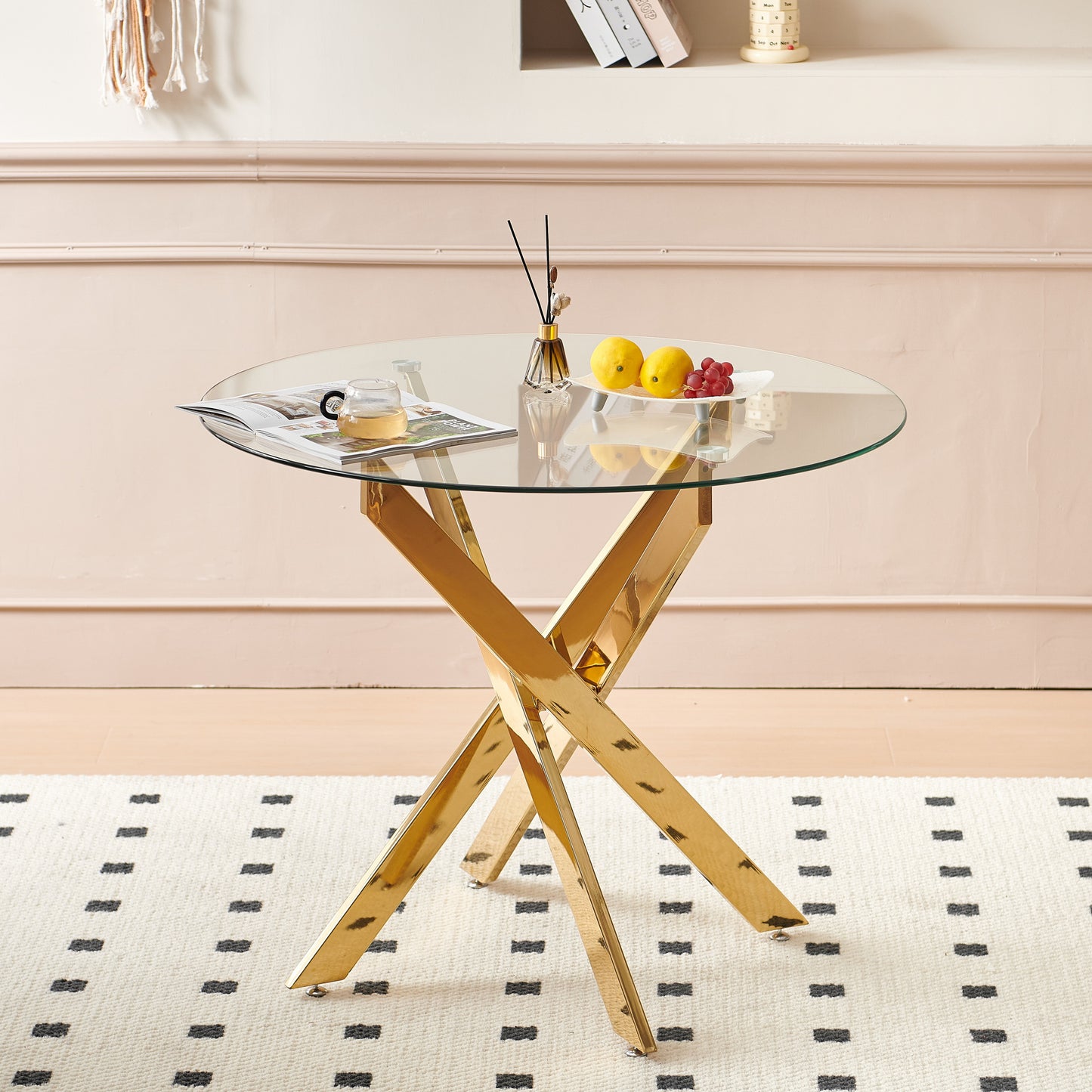 Black Gold Glass Metal Dining Table Set for Modern Dining Rooms