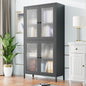 Black Steel Office Cabinet - 3 Shelves Freestanding Storage Cabinet