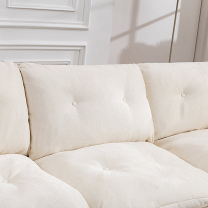 Beige+White Cloud Sofa - 4 Seat L-Shaped Modular Sectional for Living Room