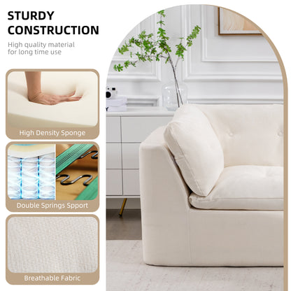 Beige+White Cloud Sofa - 4 Seat L-Shaped Modular Sectional for Living Room