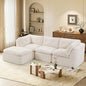 Modern Cloud-style Living Room Sofa, Deep Seat Convertible L-shaped Frame-free Sofa (with Ottoman), Oversized Comfortable 4-seater Chenille Fabric Compressed Sofa, Modular Sectional Sofa