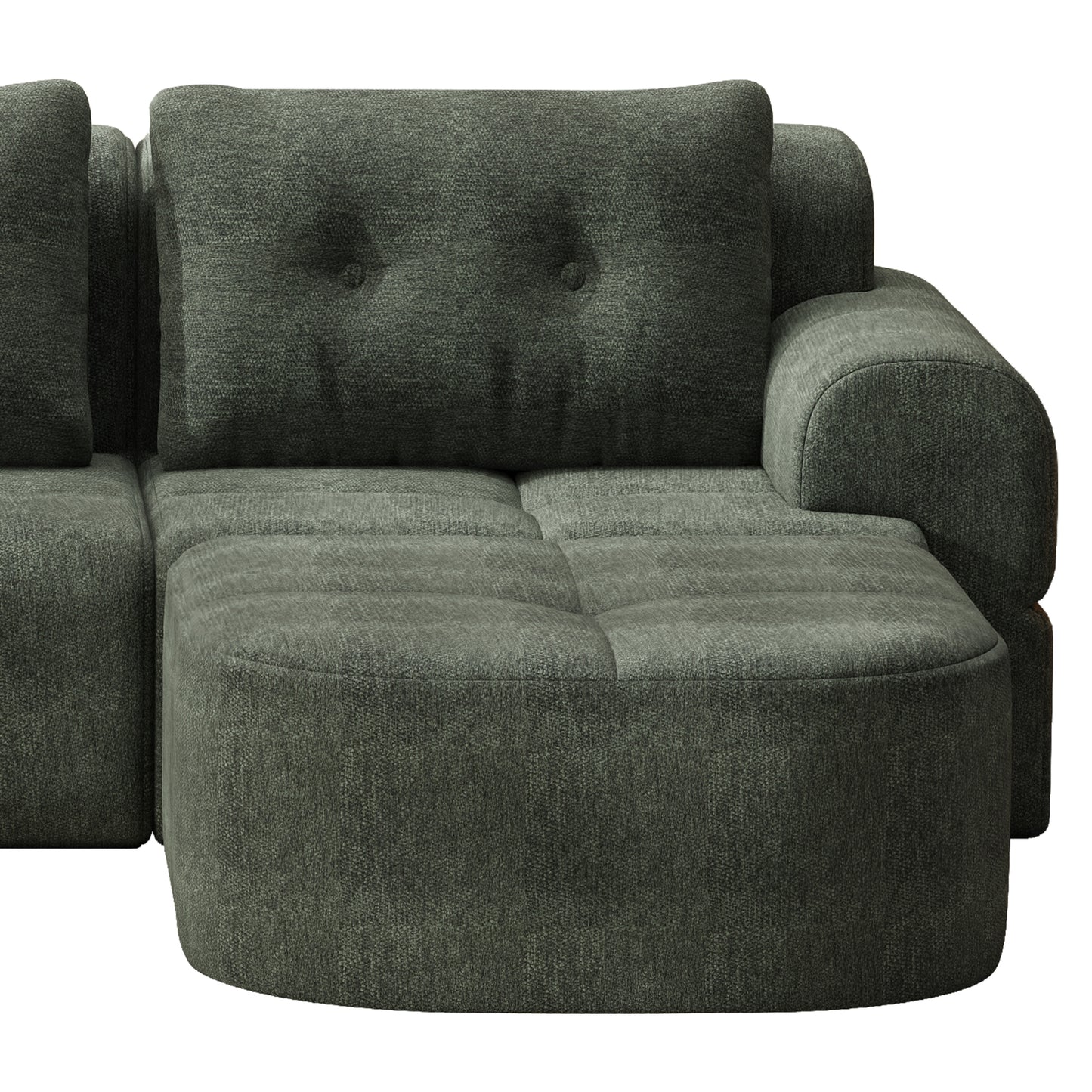 Blackish Green Modular Sofa with Chaise Lounge for Living Room
