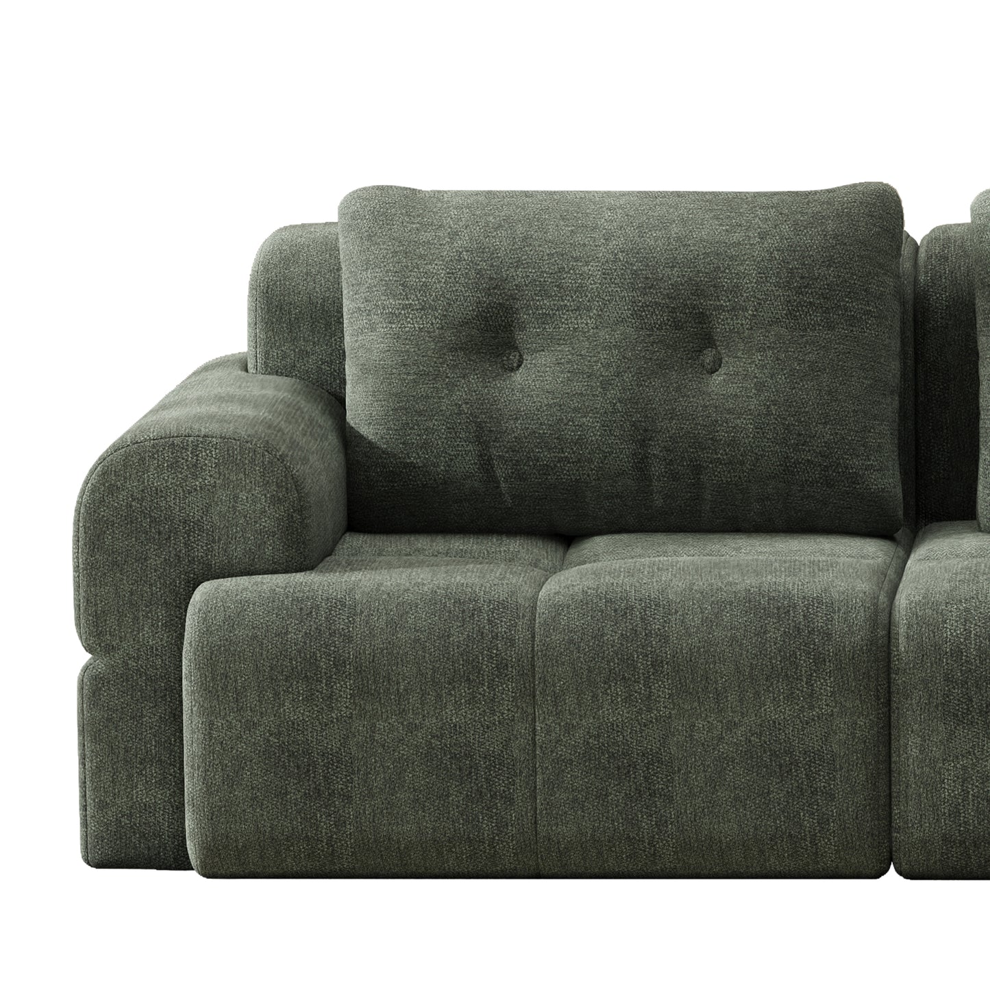Blackish Green Modular Sofa with Chaise Lounge for Living Room