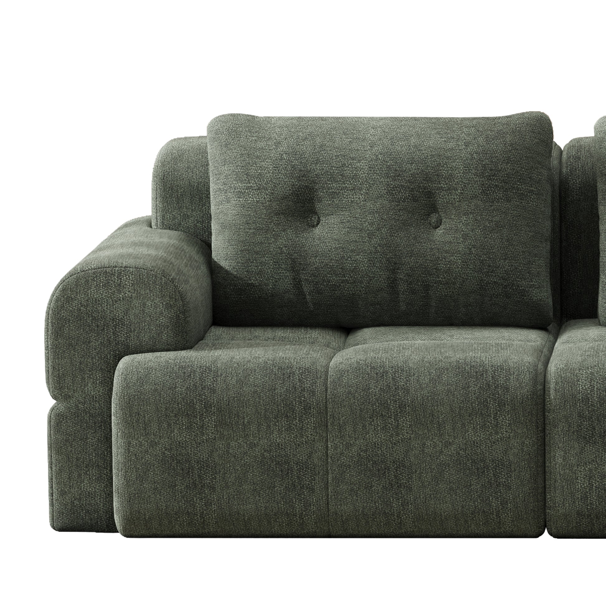 Blackish Green Modular Sofa with Chaise Lounge for Living Room
