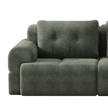 Blackish Green Modular Sofa with Chaise Lounge for Living Room