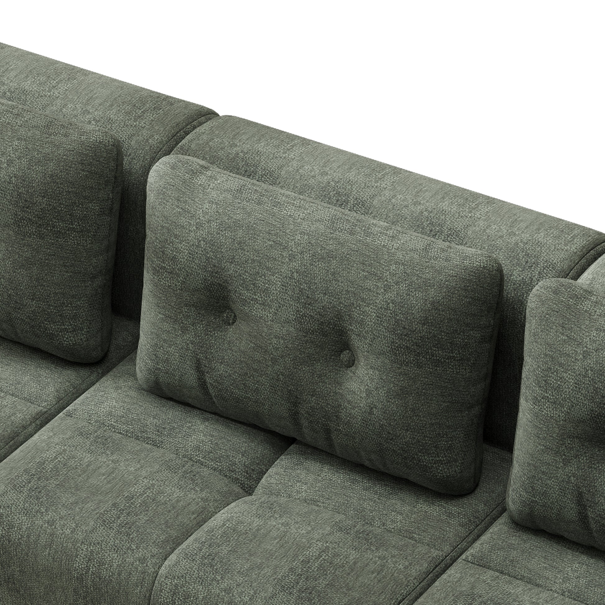 Blackish Green Modular Sofa with Chaise Lounge for Living Room