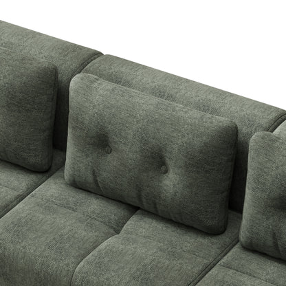Blackish Green Modular Sofa with Chaise Lounge for Living Room