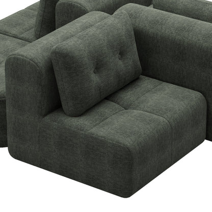 Blackish Green Modular Sofa with Chaise Lounge for Living Room
