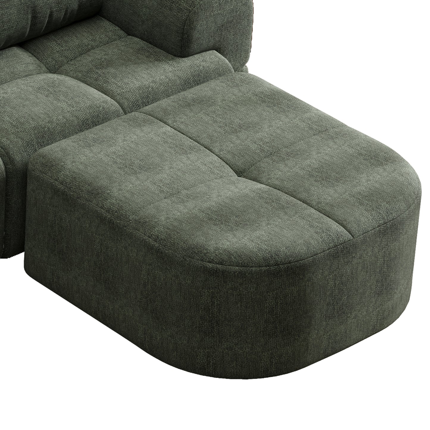 Blackish Green Modular Sofa with Chaise Lounge for Living Room