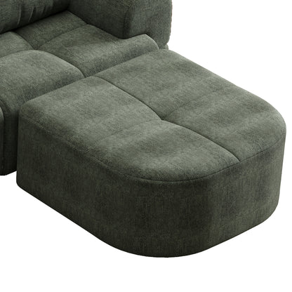 Blackish Green Modular Sofa with Chaise Lounge for Living Room