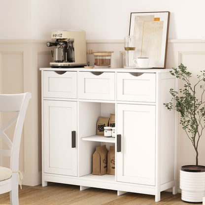 White Storage Cabinet with Drawers & Shelves - 31.1" x 35.4" for Living Room