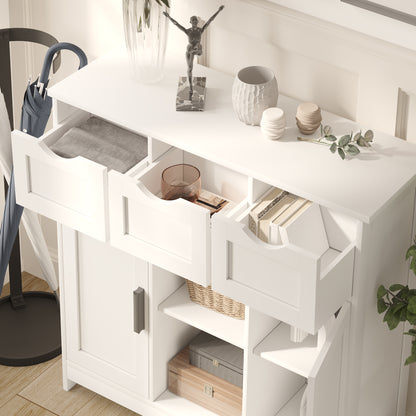 White Storage Cabinet with Drawers & Shelves - 31.1" x 35.4" for Living Room