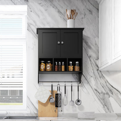 Black Medicine Cabinet - 27.5 x 23.8" Storage Wall Cabinet for Living Room
