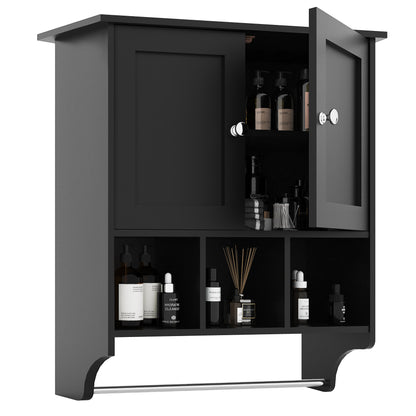 Black Medicine Cabinet - 27.5 x 23.8" Storage Wall Cabinet for Living Room