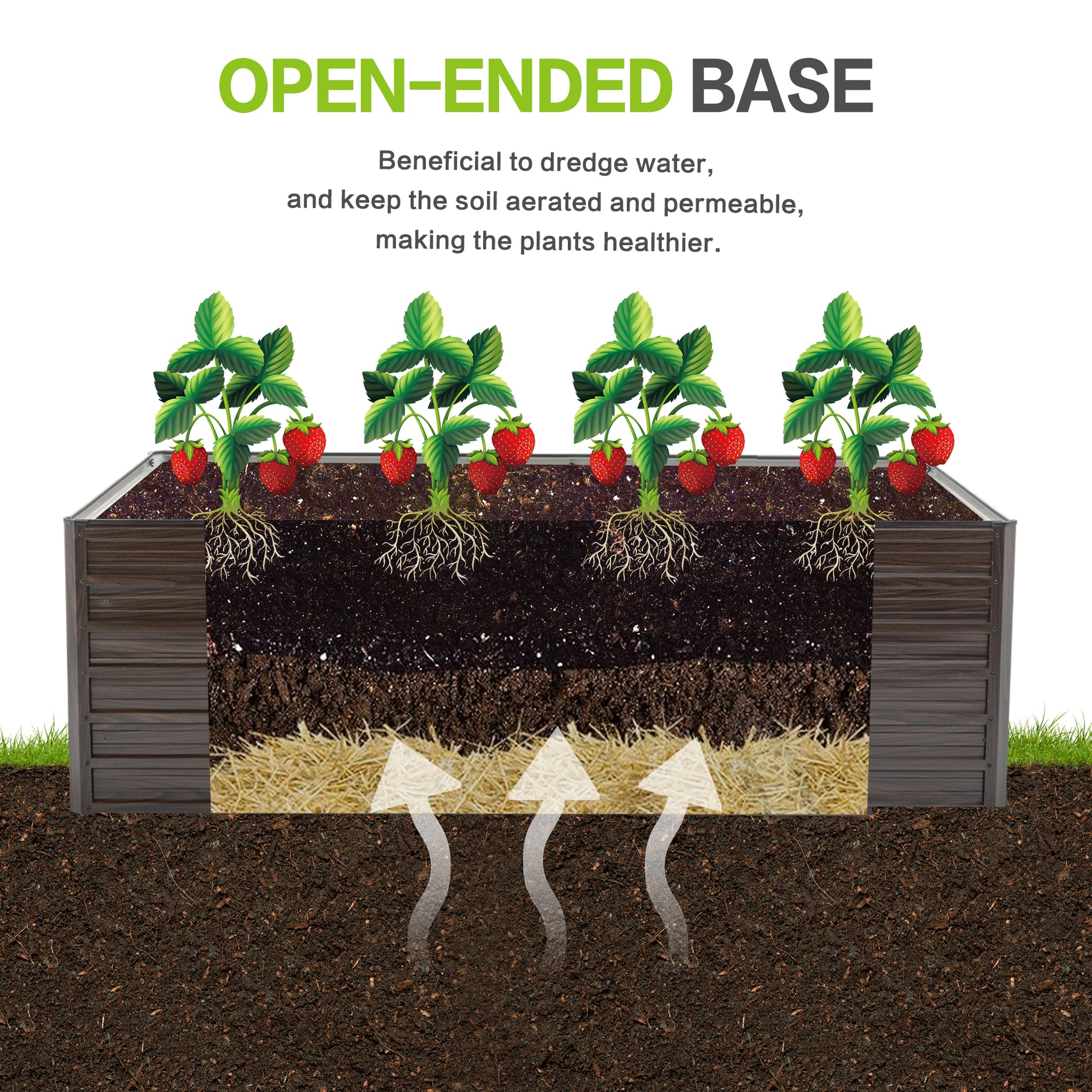 74.6"x35.4" Raised Garden Bed Kit - Metal Planter Box, Open Drainage Base