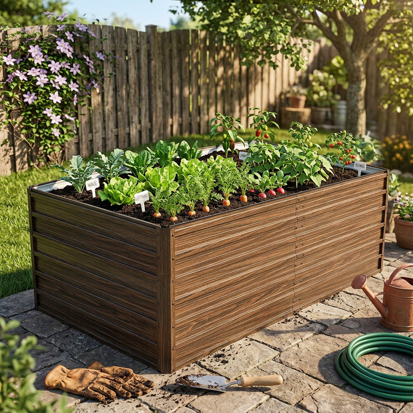 74.6"x35.4" Raised Garden Bed Kit - Metal Planter Box, Open Drainage Base
