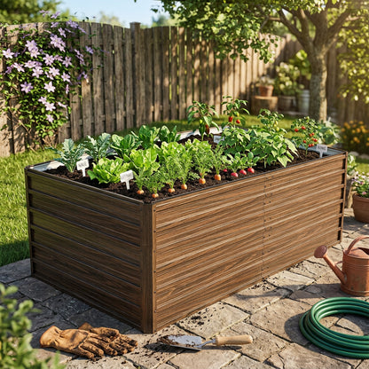 74.6"x35.4" Raised Garden Bed Kit - Metal Planter Box, Open Drainage Base
