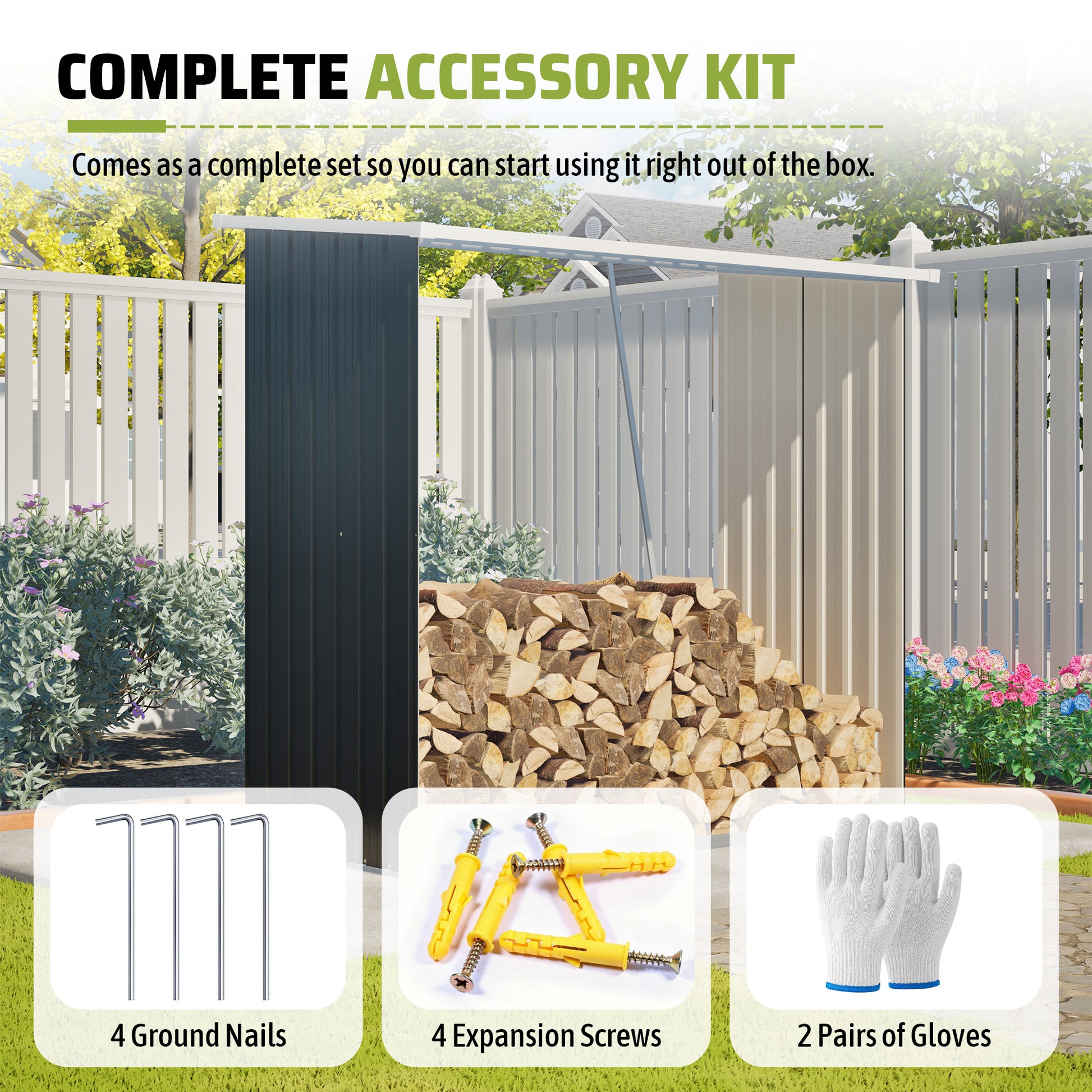 Large Black Metal Outdoor Shed - 62 Cu. Ft. Storage