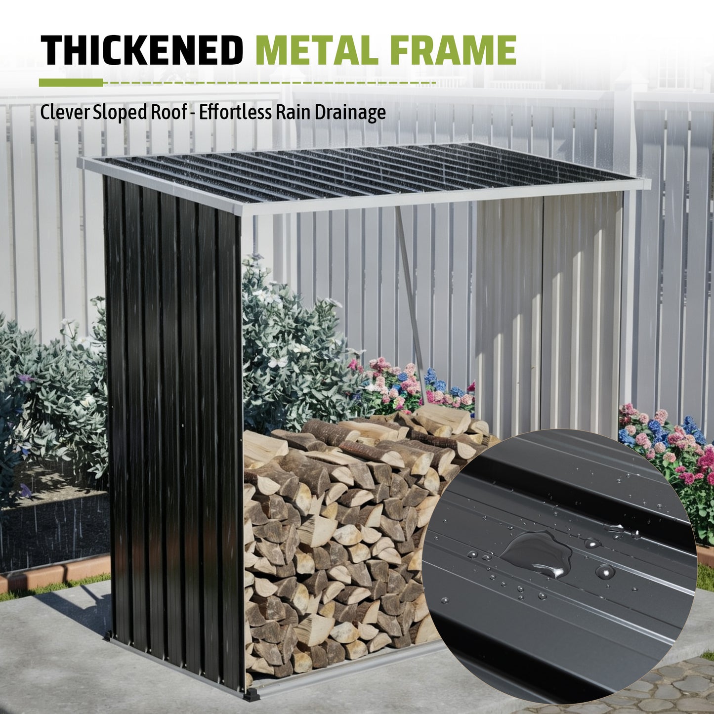 Large Black Metal Outdoor Shed - 62 Cu. Ft. Storage