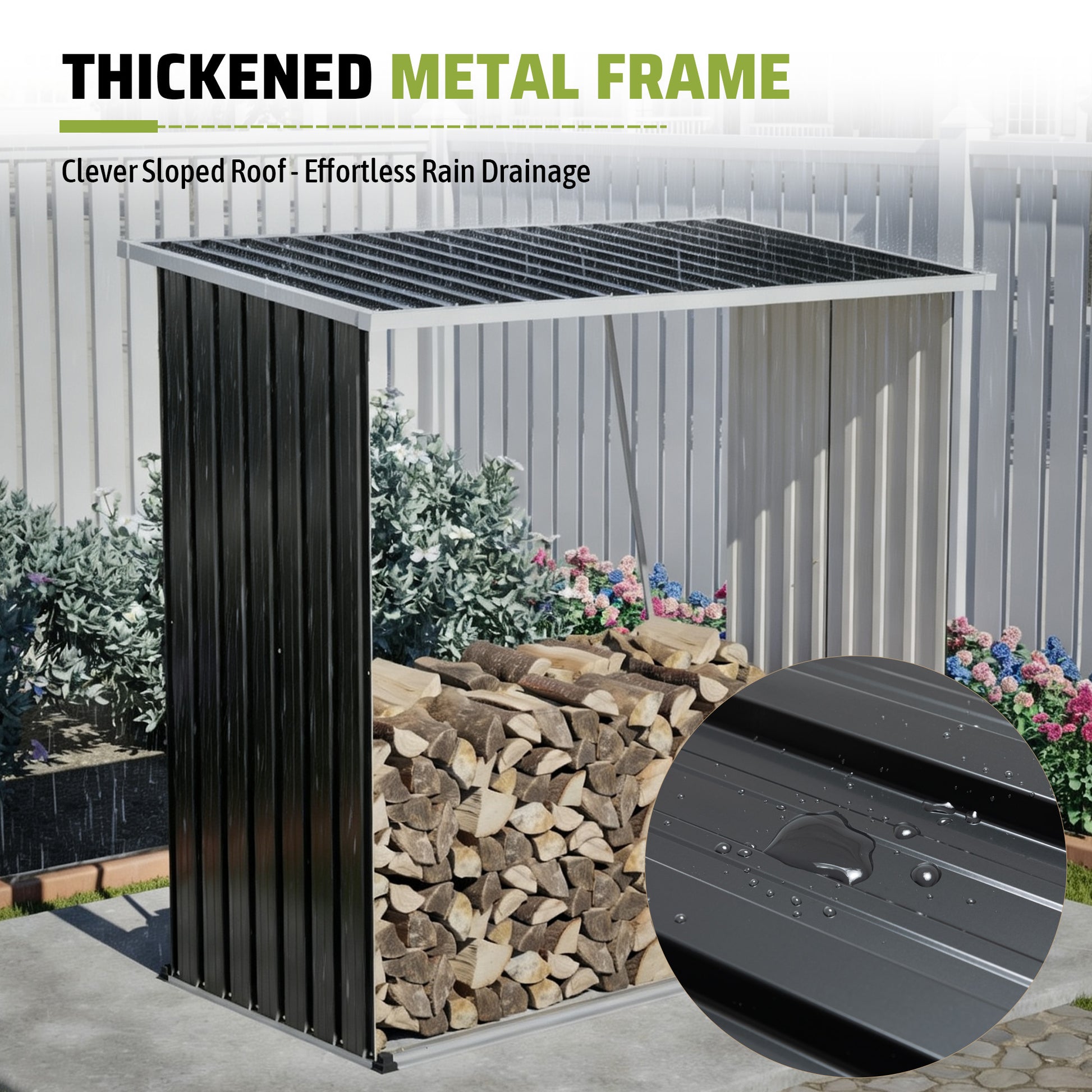 Large Black Metal Outdoor Shed - 62 Cu. Ft. Storage