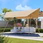 Hexagonal Shade Sail Canopy, Large 206"x118" UV Block Sun Shade with UPF 50+, Waterproof High-Density Polyester Fabric, Brown Rust-Resistant Poles & Built-in Hooks for Patio Backyard – Light Khaki