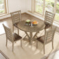[5-Piece Round Dining Table Set] Solid Wood Farmhouse Style with Upholstered Chairs, Rustic Distressed Finish