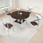 WOODHOMER 5-Piece Round Dining Set, 1 Table with 4 X-Back Chairs, Two-Tone Antique White & Walnut Finish, Space-Saving Kitchen & Dining Furniture