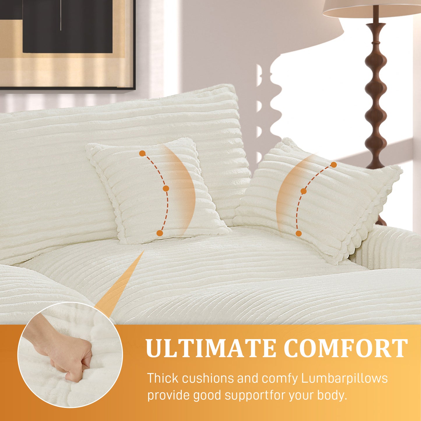 7-Piece Corduroy Sofa Set with Console & USB Ports, Beige