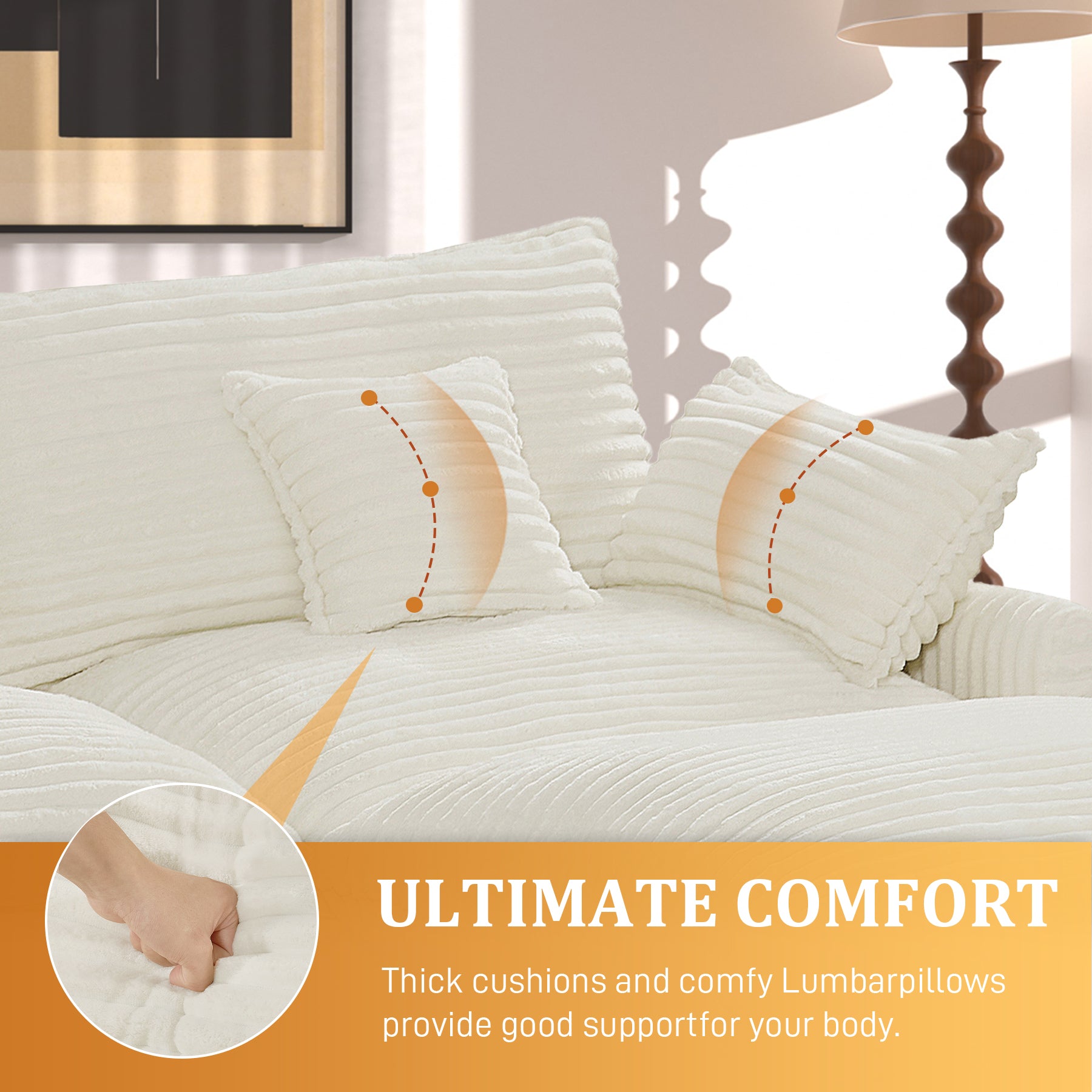 7-Piece Corduroy Sofa Set with Console & USB Ports, Beige