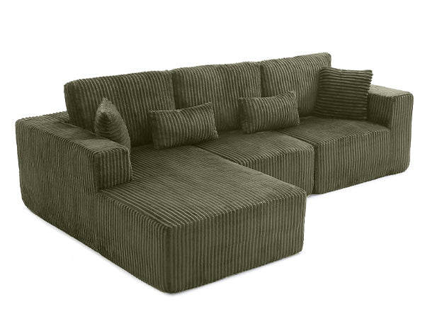 107.5 inch Rabbit hair Modular Cloud Combination Sofa Sofa - L-shaped living room sofa with recliner, Mdoren minimalist sleeper sofa, deep seat, no need to assemble