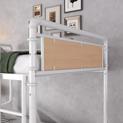 Twin XL Metal Bunk Bed - White Iron Frame for Bedroom