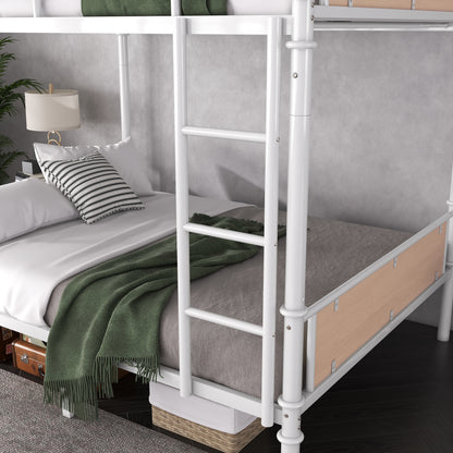 Twin XL Metal Bunk Bed - White Iron Frame for Bedroom