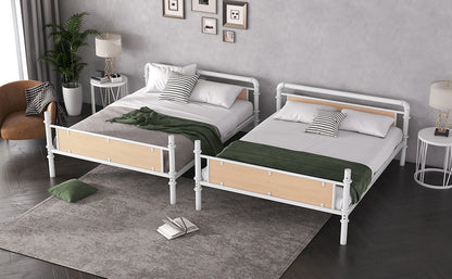 Twin XL Metal Bunk Bed - White Iron Frame for Bedroom