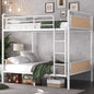 Twin XL over Twin XL Metal Bunk Bed, Industrial Detachable Bunkbeds with Safety Guard Rails for Teens, White(Expect Arrival Date 2025/6/18)