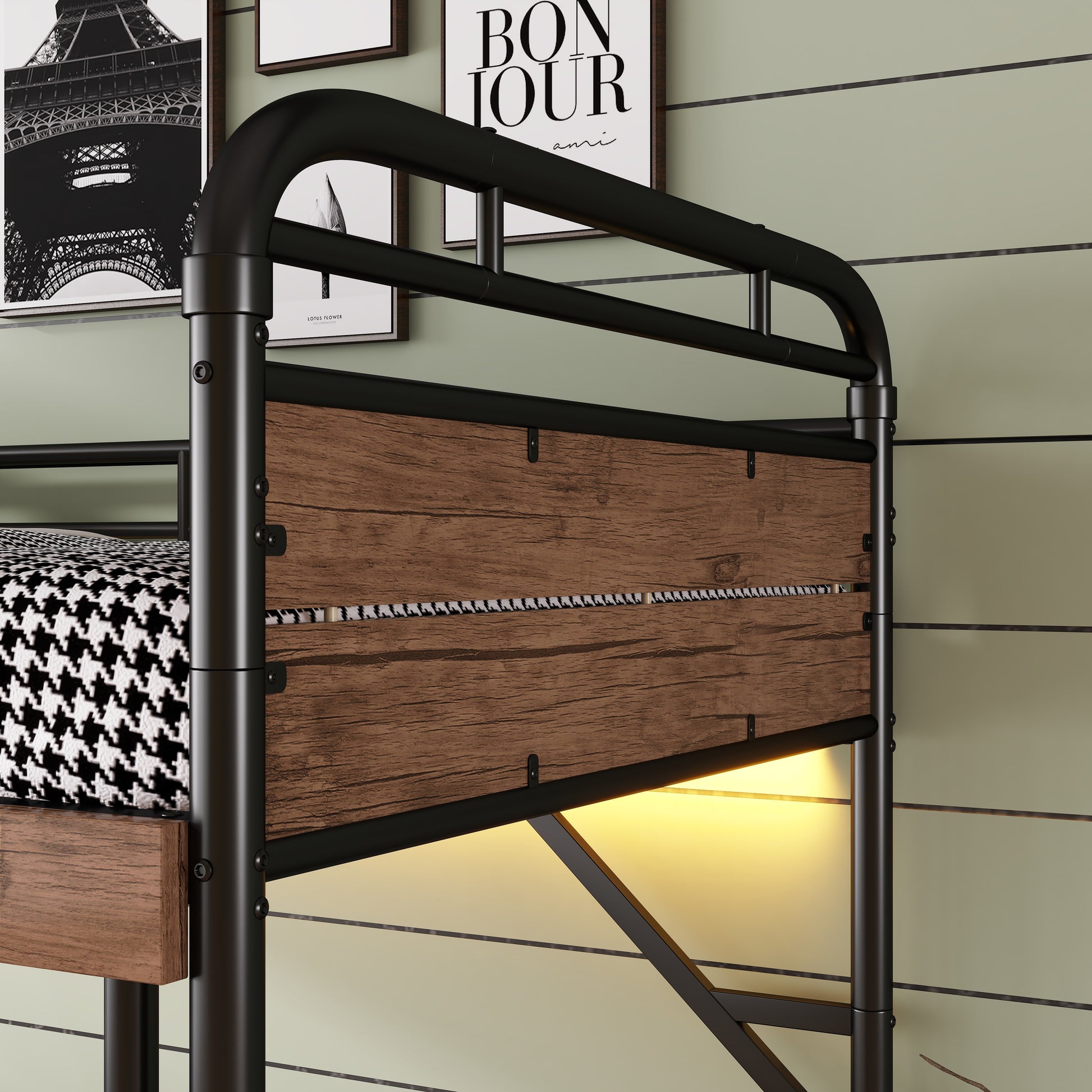 Twin XL Metal Bunk Bed - Storage & LED Lights